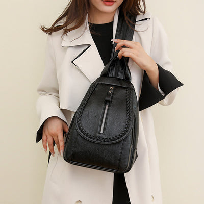 Twist Clamshell Leather Backpack Convetible Sling Bag For Women