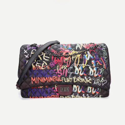 Large Crossbody Purse for Women Graffiti Quilted Handbag Shoulder Bag