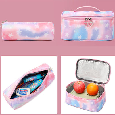 Backpack for Teen Girls 3Pcs School Bag Set with Lunch bag Pencil Bags
