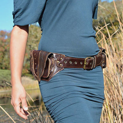 Medieval Waist Bag For Women Cosplay Leather Utility Hip Bag