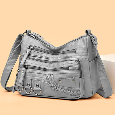 Crossbody Bag For Women Twist Pattern Multi Pockets Leather Purse