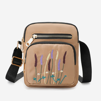 Lightweight Water & Tear Resist Women Purse Multi-pocket Embroidery Crossbody Bag Shoulder Bag
