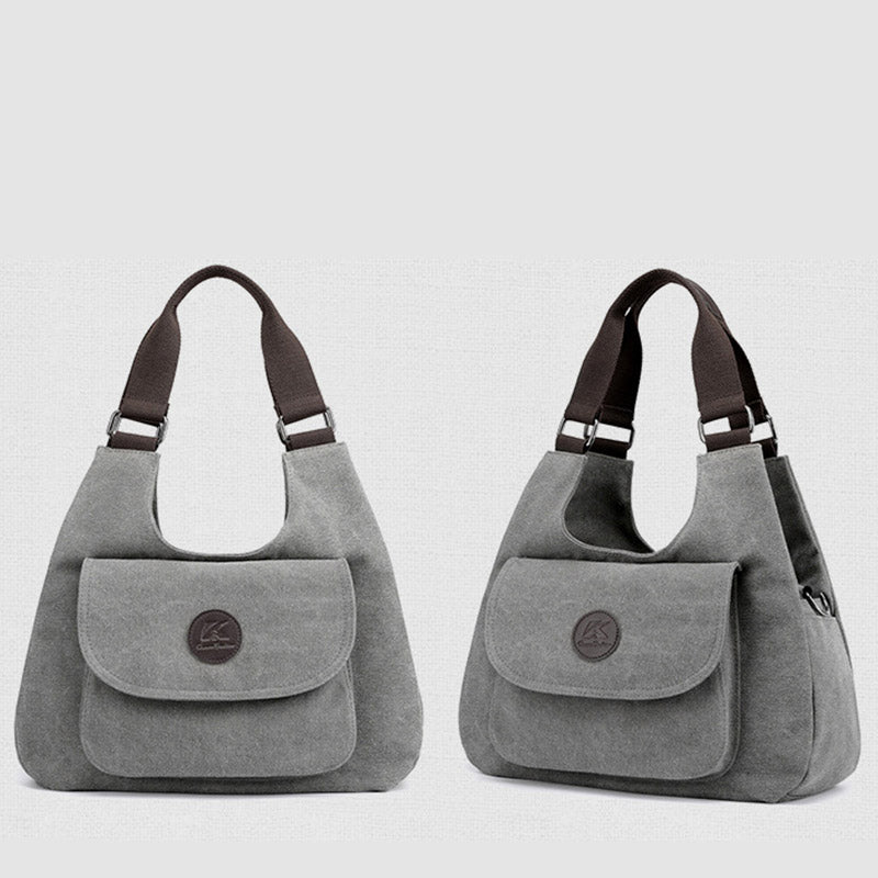 Multi-Pocket Hobo Handbag Casual Canvas Tote Purse Shoulder Bag