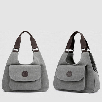 Multi-Pocket Hobo Handbag Casual Canvas Tote Purse Shoulder Bag