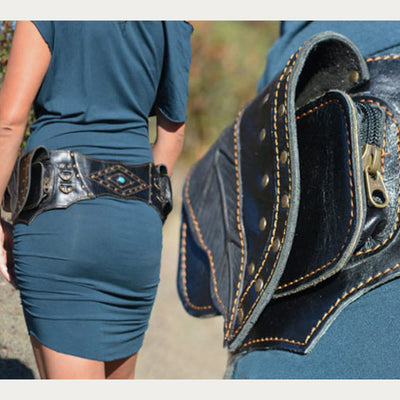 Medieval Waist Bag For Women Cosplay Leather Utility Hip Bag