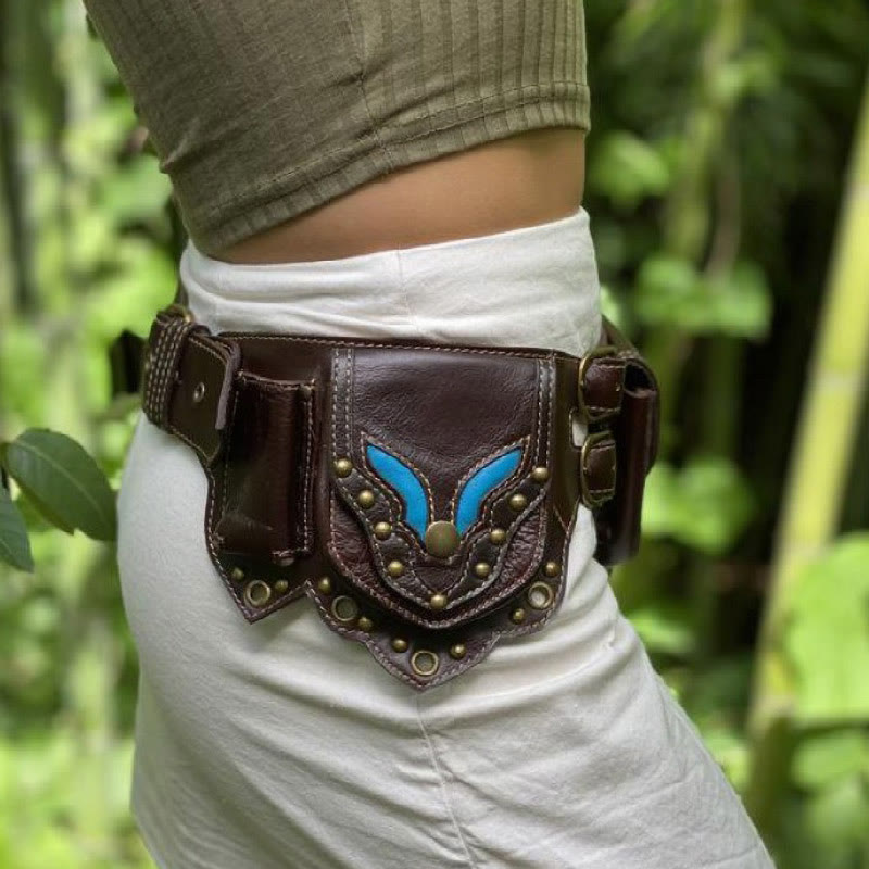 Waist Bag For Daily Retro Medieval Punk Leather Belt Bag