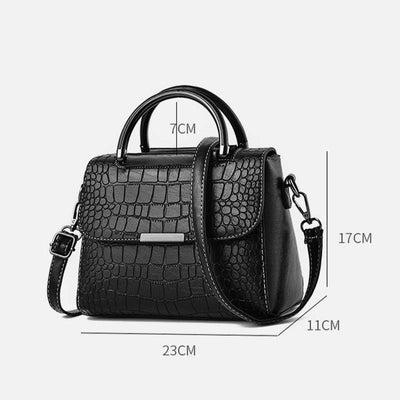 Crocodile Print Vegan Leather Purse For Women Classic Solid Handbag