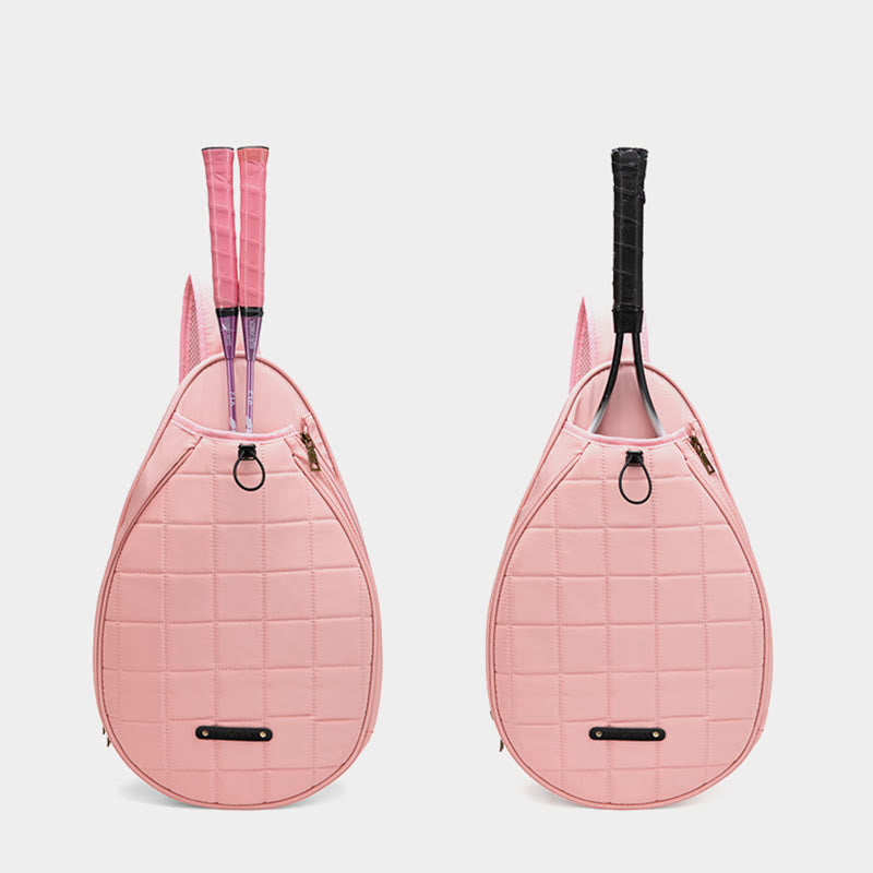 Racket Bag For Women Plaid Pattern Waterproof Polyester Crossbody Bag