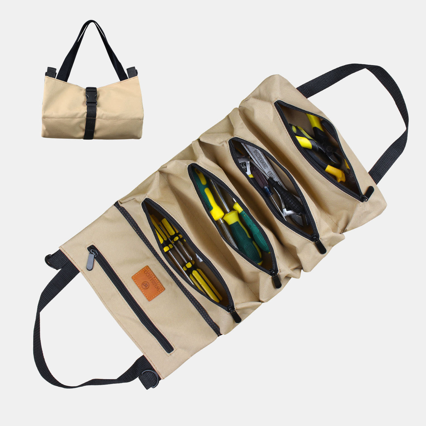 Tool Roll Bag Organizer Heavy Duty Tool Handbag with 5 Tool Pouches