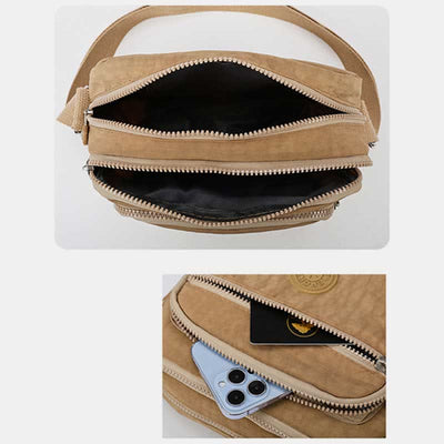 Waterproof Double Compartment Crossbody Bag Purse with Adjustable Shoulder Strap