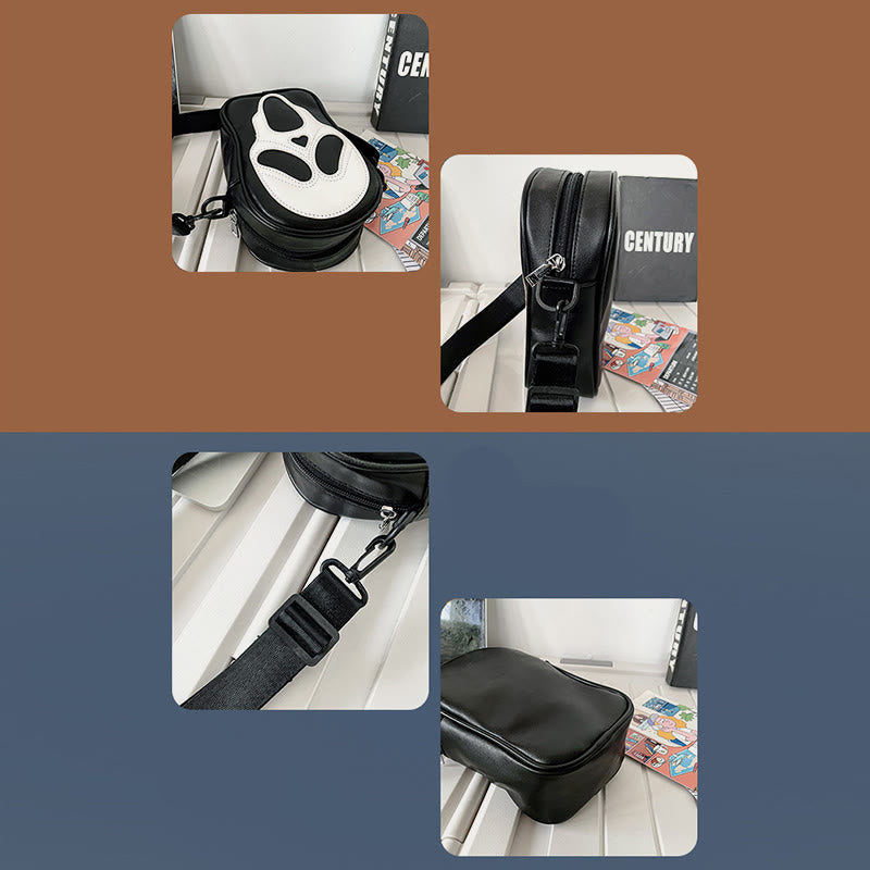 Crossbody Bag For Party Funny Ghost Skull Pattern Leather Pack