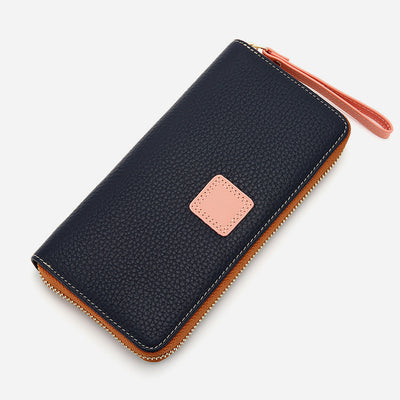 Long Wallet Pebbled Grain Leather Shopping Purse For Women