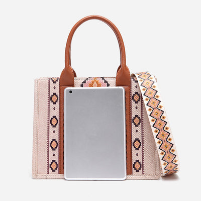 Vintage Linen Cotton Handbag For Women Bohemian Crossbody Tote