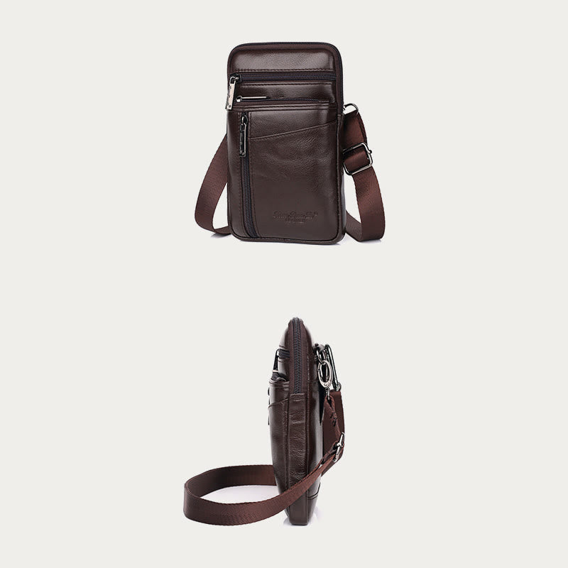 Messenger Bag For Men Mini Ultra Thin Leather Shoulder Bag