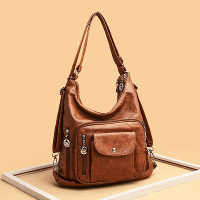 Multi-Pocket Large Capacity Leather Vintage Bag Tote Bag
