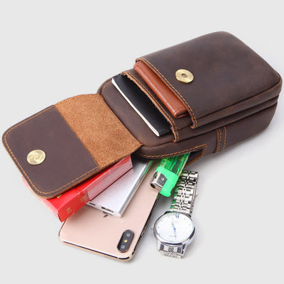 Waist Bag For Men Outdoor Retro Genuine Leather Hanging EDC Pouch