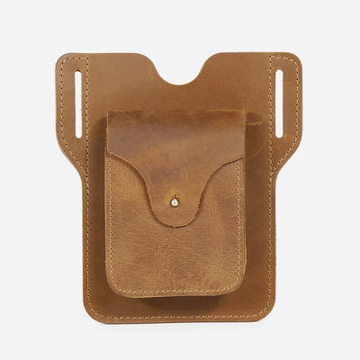 Outdoor Leather Retro Solid Color 7.2 Inch Cell Phone Belt Bag