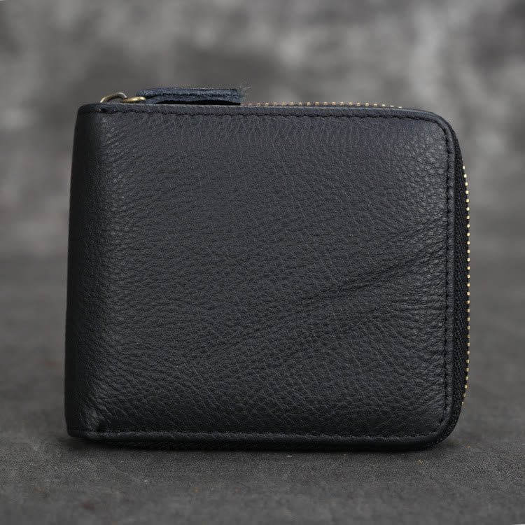 Retro Leather Wallet Multifunctional Small Zipper Purse For Men