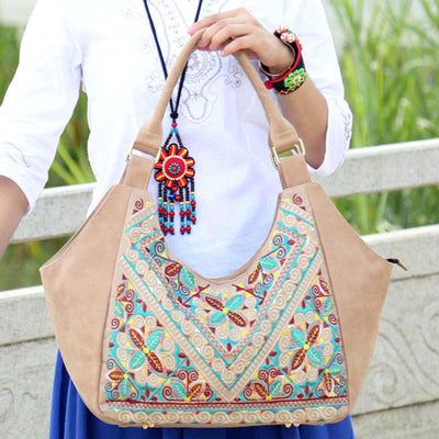 Tote For Women Travel Ethnic Style Pattern Leather Shoulder Bag