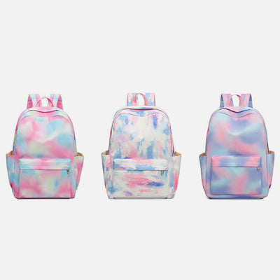 3Pcs Tie-dye Girls Backpack School Bookbag Set Students Women Canvas Daypack