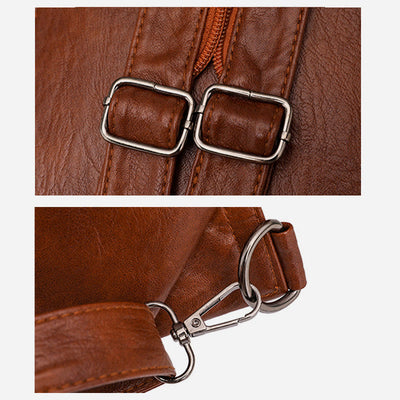 Twist Clamshell Leather Backpack Convetible Sling Bag For Women