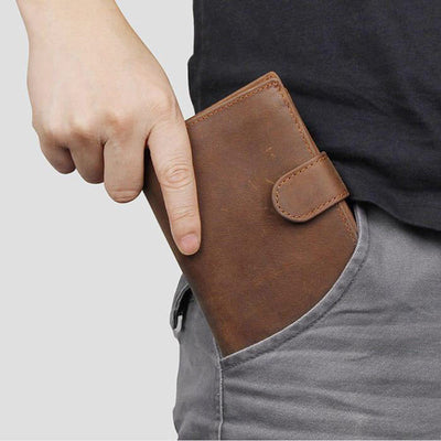 RFID Genuine Leather Card Holder Trifold Wallet