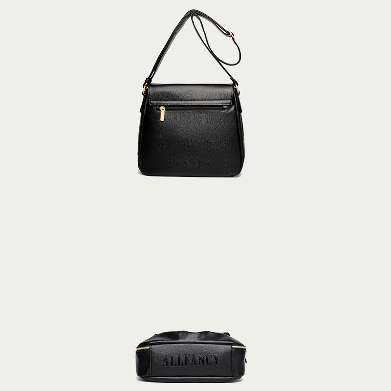 Leisure Crossbody Bag For Women Pleated Style Lightweight Leather Bag