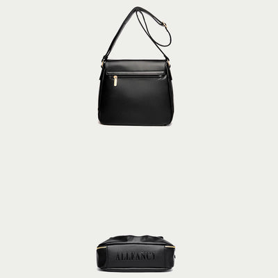 Leisure Crossbody Bag For Women Pleated Style Lightweight Leather Bag