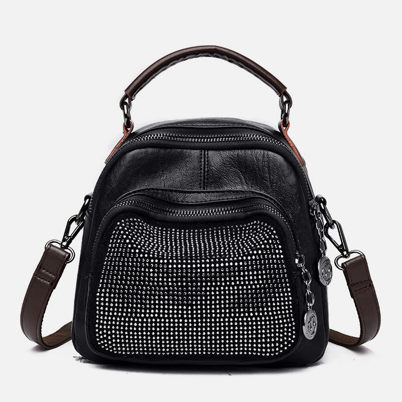 Multi-function Soft Faux Leather Shoulder Bag Convertible Backpack Purse