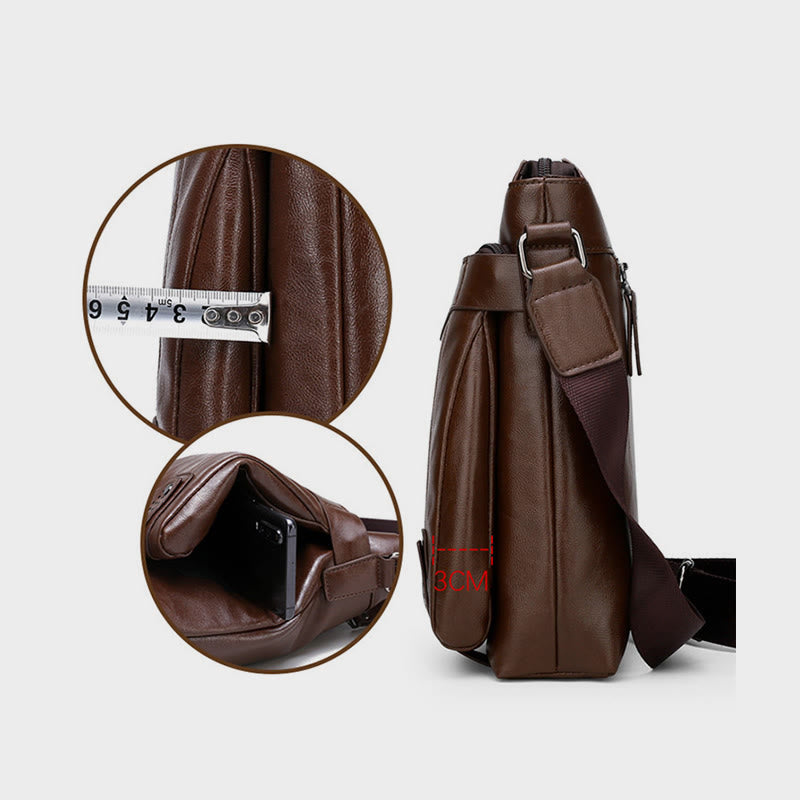 Retro Messenger Bag For Men Vertical Lightweight Crossbody Business Bag