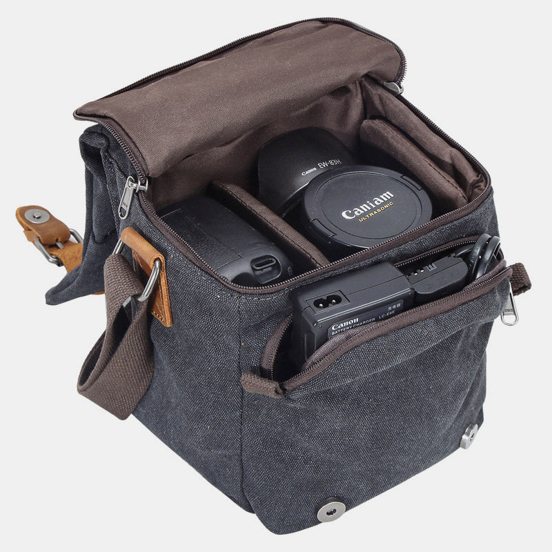 Unisex Waterproof Waxed Canvas DSLR/SLR Bag Case Compact Camera Bag