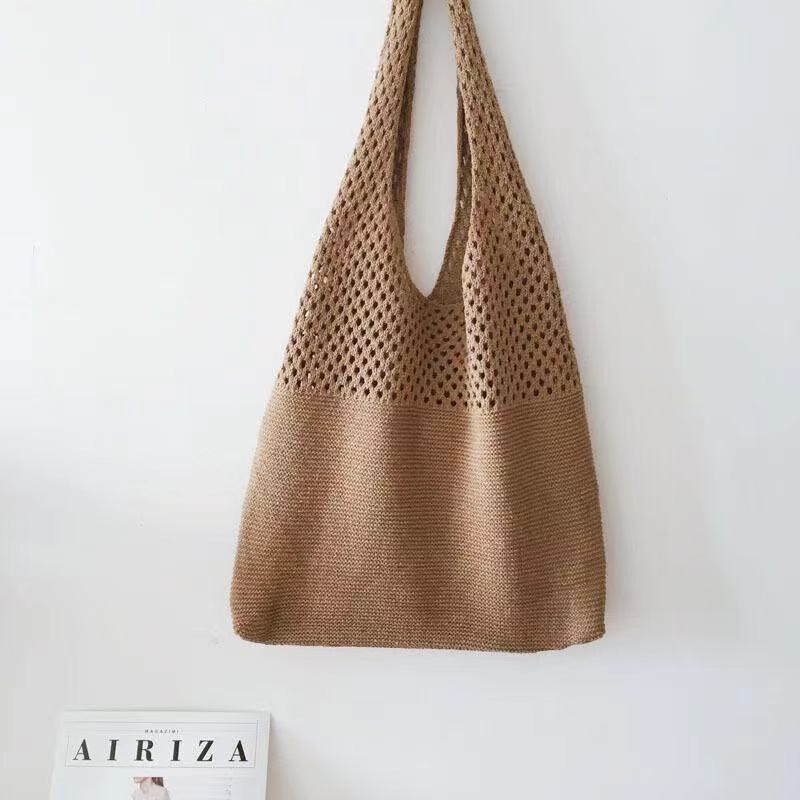 Tote Bag For Women Ethnic Style Wool Knitted Shoulder Bag