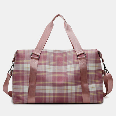 Large Capacity Waterproof Plaid Casual Fitness Travel Handbag
