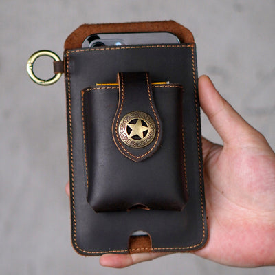 Genuine Leather Phone Holster Universal Cell Phone Holder With Belt Loop