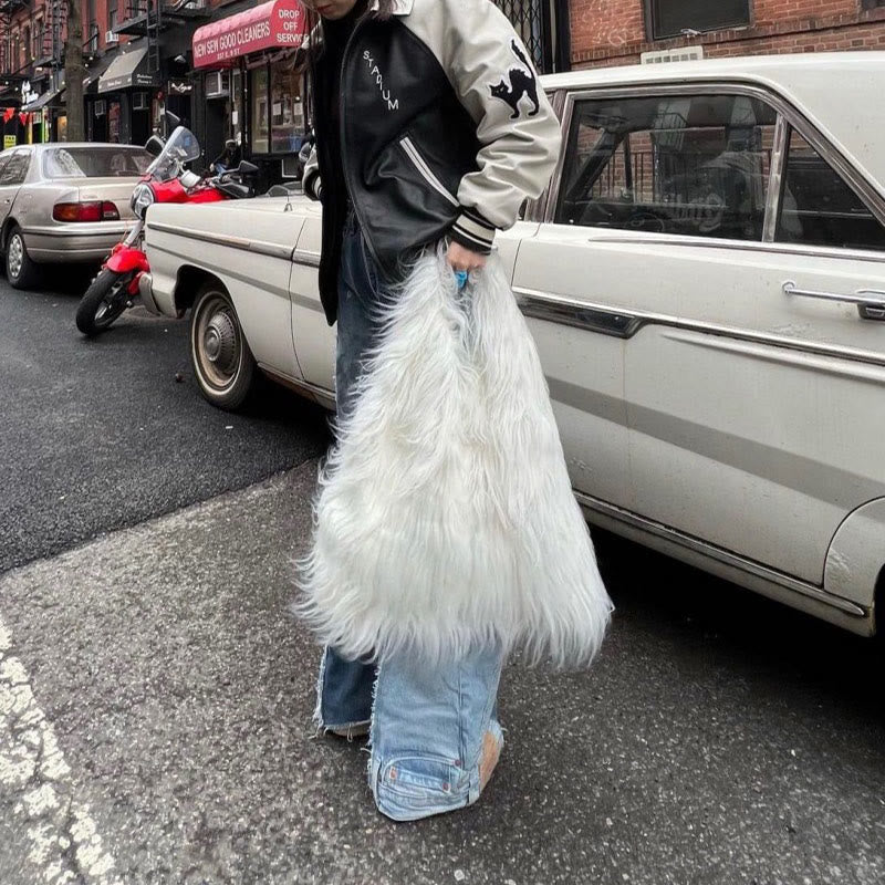 Large Shoulder Bag For Women Party Faux Fur Plush Tote