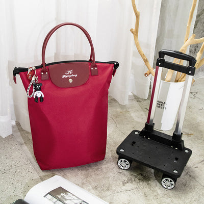 Multifunctional Portable Trolley For Women Detachable Folding Wheel Tote