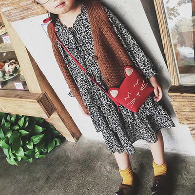 Cute Mini Kitten Crossbody Bag For Kids Small Leather Purse