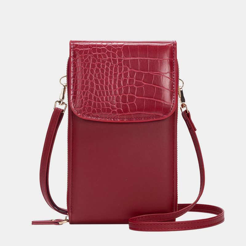 Womens Slim Lightweight Leather Crossbody Phone Bag Credit Card Holder