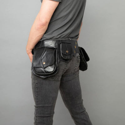 Waist Bag For Men Multi Pocket Rivet Punk Style Daily Bag