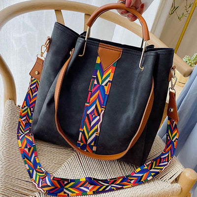 Top-Handle Bag For Women Vintage Frosted Large Capacity Two-Piece Shoulder Bag