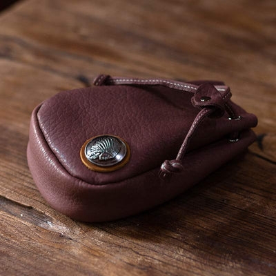 Retro Unisex Waist Pouch Small Drawstring Leather Belt Bag