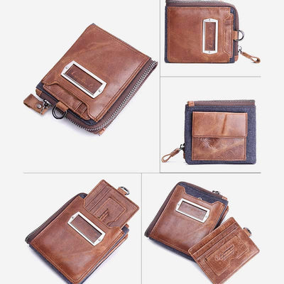 Vintage Leather Wallet Super Roomy Bifold Short Wallet for Men