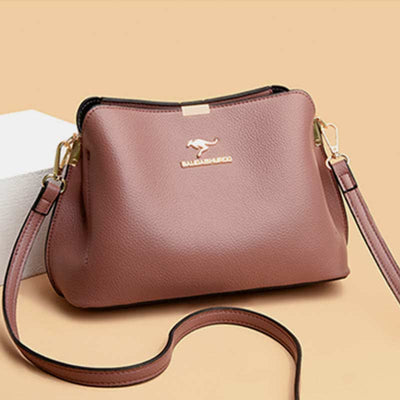 Small Leather Crossbody Handbags Purses Triple Compartment Crossover Shoulder Bag