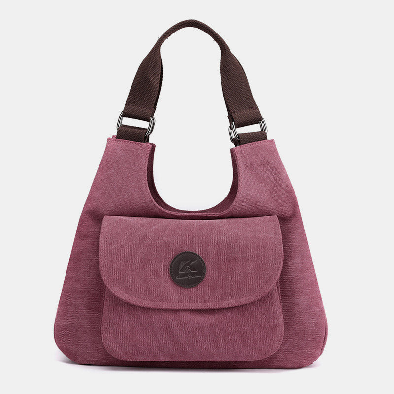 Multi-Pocket Hobo Handbag Casual Canvas Tote Purse Shoulder Bag
