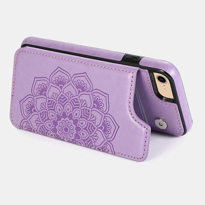 Leather Wallet Phone Case with Card Holder ID Window Compatible with iPhone Samsung