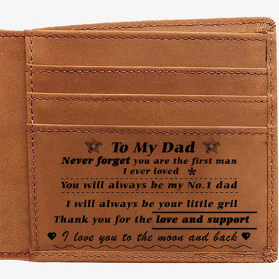 Thin Wallet For Family Laser Inscription Leather Purse Gift