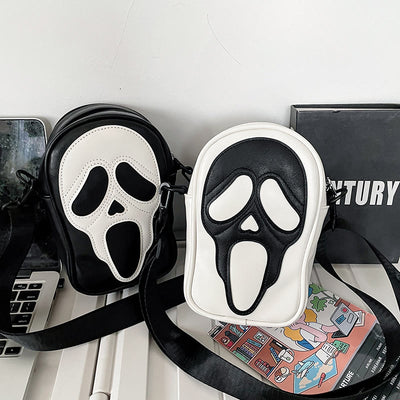 Crossbody Bag For Party Funny Ghost Skull Pattern Leather Pack