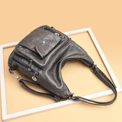 Multi-Pocket Large Capacity Leather Vintage Bag Tote Bag