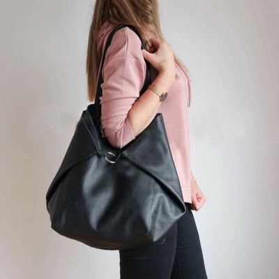Large Capacity Soft Leather Tote Bag Handbag Shopper Purse with Pouch