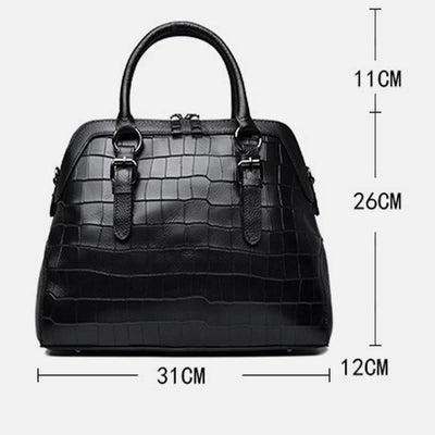 Elegant Handbag Pure Color Crocodile Print Leather Crossbody Bag